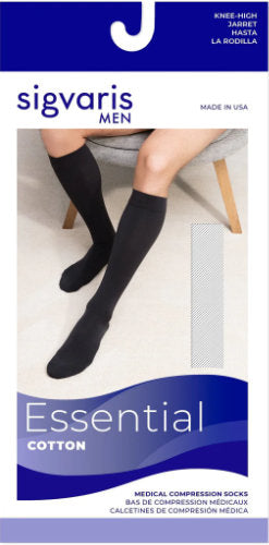 Sigvaris 233C/S Men's Cotton Closed-Toe Knee High Compression Socks with Silicone Dot Band Packaging