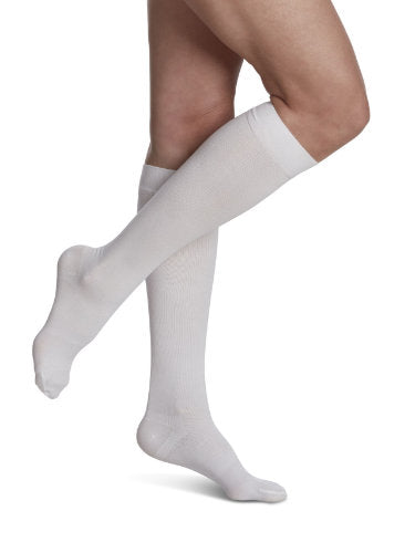 Sigvaris 233C Women's Cotton Closed Toe Knee High Compression Stockings Color White