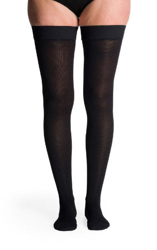 Sigvaris Women's Cotton Closed Toe Thigh High 30-40 mmHg Color Black