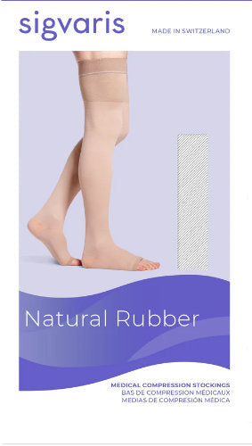 Sigvaris 505T Natural Rubber Thigh High 50-60 mmHg, Open Toe