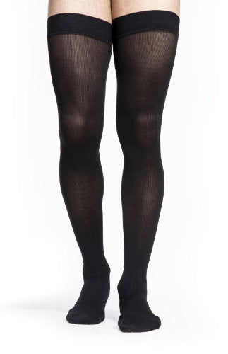 Sigvaris 822N Microfiber Closed Toe Thigh High for Men in the color Black