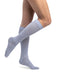 Lady wearing her Sigvaris Linen 252CW 20-30 mmHg Compression Socks color Denim