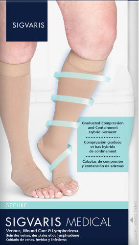 Sigvaris 552C Secure, 20-30 mmHg, Knee High, Open Toe, Silicone Dot Band | Silicone Stocking | Compression Care Center