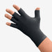 Woman wearing her black colored Solaris ExoStrong Glove with half fingers