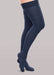 Lady wearing her Therafirm EASE Opaque Women's thigh high 20-30 mmHg compression stockings in the color navy
