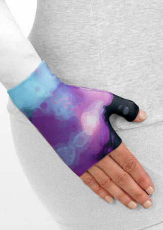 Juzo Soft Gauntlet with Thumb Stub in the WATERCOLOR BURST MULTI Print