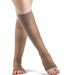 Fashionable Sigvaris Sheer Fashion, 15-20 mmHg, Knee High, Open Toe Color Taupe