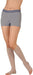 Lady wearing her Juzo Soft Open Toe Knee High Compression Stockings with a Silicone Dot Band