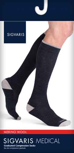 Sigvaris 421C Thermoregulating Wool Sock, 15-20 mmHg, Knee High, Closed Toe