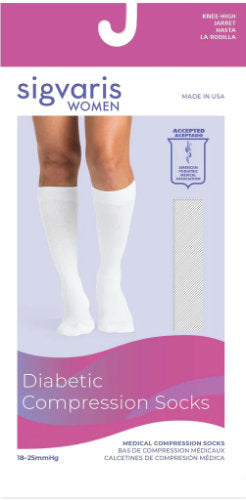 Sigvaris 602C Diabetic Sock, 18-25 mmHg, Knee High, Closed Toe