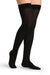 Lady wearing her Sigvaris 863N Opaque Thigh High with Silicone Top Band in the color Black