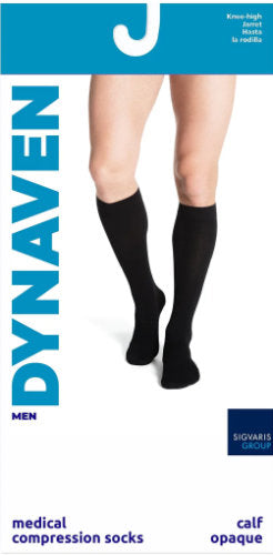 922C/S Sigvaris Dynaven Men's Ribbed Compression Knee High Socks 20-30 mmHg with Silicone Top Band Packaging