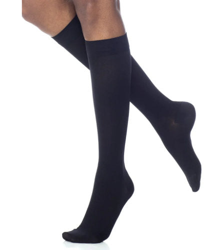 Sigvaris 973C Dynaven Opaque Women's Knee High Compression Stockings 30-40 mmHg Closed Toe Color Black