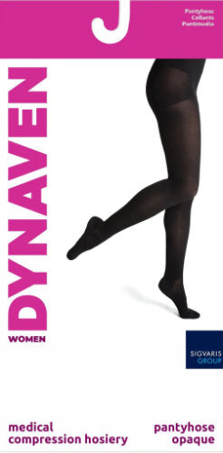 973PO Sigvaris Dynaven Opaque Open Toe Women's Pantyhose 30-40 mmHg Compression Stockings Packaging