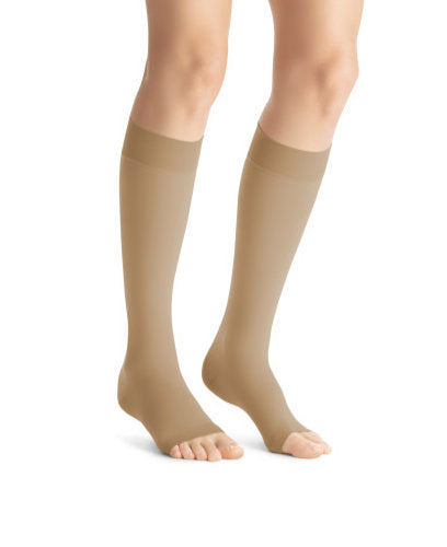 Jobst Opaque, 15-20 mmHg, Knee High, Open Toe | Natural Stocking | Compression Care Center 