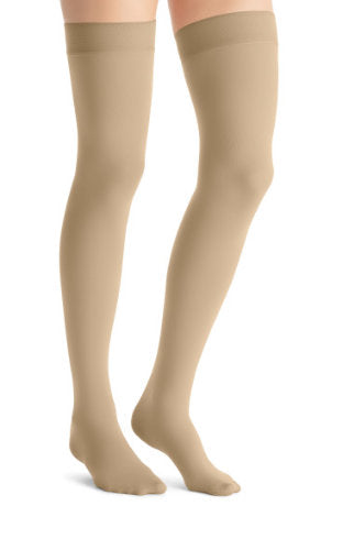 Jobst Opaque, 15-20 mmHg, Thigh High w/Silicone Dot Band, Closed Toe | Beige Closed Toe Stockings | Compression Care Center 