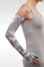 Juzo Soft Arm Sleeve with silicone band in the Floral Gray Print Series 15-20 mmHg, 20-30 mmHg, and 30-40 mmHg Compression