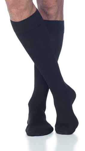 Sigvaris 233C/S Men's Cotton Closed-Toe Knee High Compression Socks with Silicone Dot Band Color Black