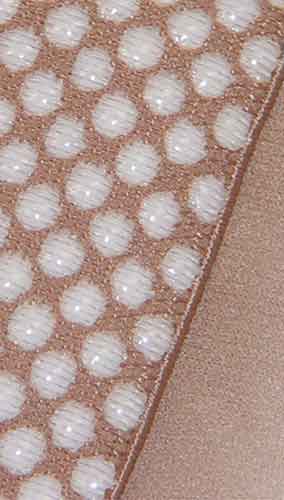 Up close look at the Silicone Dot band on the Sigvaris Cotton Thigh High Compression Stockings
