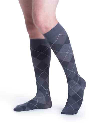 Sigvaris 183C Microfiber Shades Graphite Argyle Men's Compression Socks, 15-20 mmHg