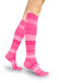Female wearing the Sigvaris 832C Microfiber Shades Pink Stripe Compression Socks