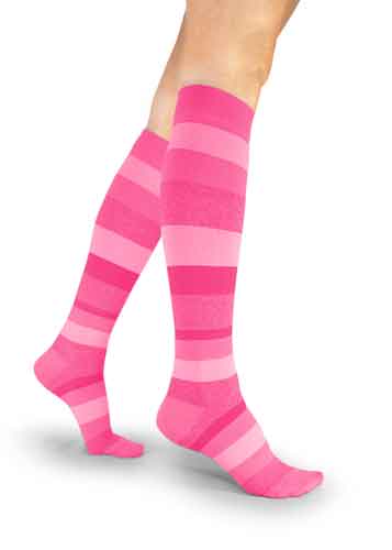Sigvaris Microfiber Shades Women's Stripe Socks, Color Pink
