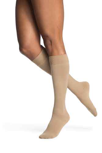 Sigvaris 863C/S Opaque, 30-40 mmHg, Knee High, Silicone Band | Light Beige Sigvaris Women's | Compression Care Center