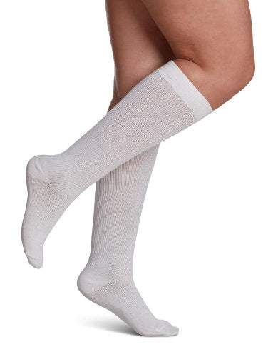Sigvaris 146C Casual Cotton Knee High Compression Socks for Women, 15-20 mmHg, Color White