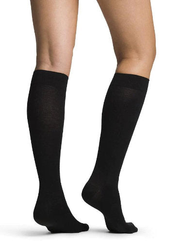 Sigvaris 152C 15-20 mmHg Women's All-Season Merino Wool Knee High Compression Socks Color Black