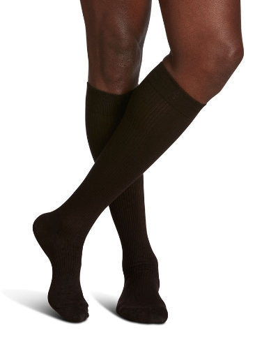 Sigvaris 186C Casual Cotton Knee High Compression Socks for Men, 15-20 mmHg, Color Brown