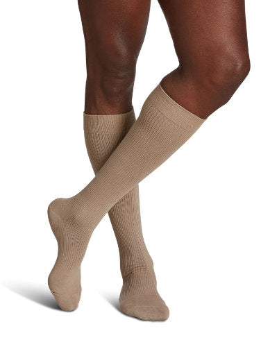 Sigvaris 186C Casual Cotton Knee High Compression Socks for Men, 15-20 mmHg, Color Khaki