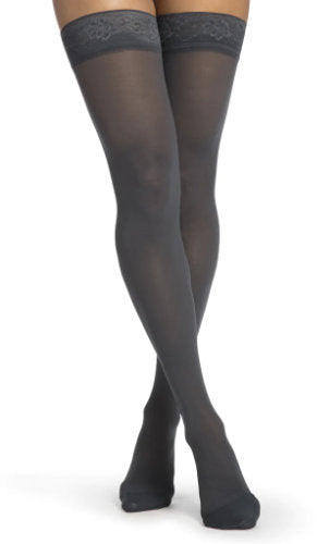 Sigvaris 752N Mid Sheer Thigh High Compression Stockings in the Color Nightshade