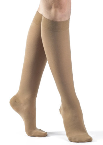 Sigvaris Women's Opaque 862C Knee High Closed Toe compression stockings color Golden