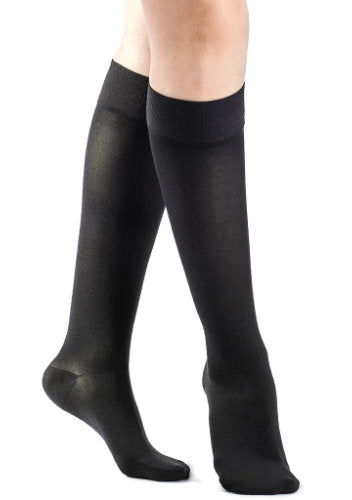 Sigvaris Essential Opaque Full Calf Closed Toe Knee High with Silicone Band Color Black 862C/P
