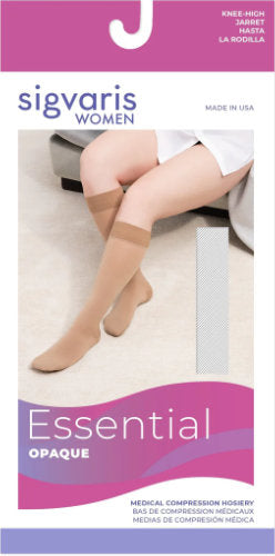 Sigvaris Essential Opaque Full Calf Knee High Compression Stockings Packaging