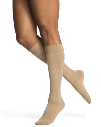 Sigvaris Essential Opaque Full Calf Closed Toe Knee High with Silicone Band Color Light Beige 862C/P