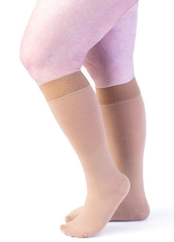 Sigvaris 552C Women's Compression Knee High Socks with Silicone Band Color Beige