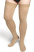 Man wearing Sigvaris's 553N Thigh High Compression Stockings in the color Beige