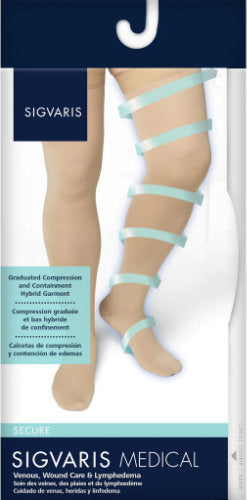 Packaging of the Sigvaris Secure Thigh Highs with a Silicone Dot Band