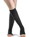 Black colored Soft Opaque Open Toe Knee High Compression Stockings in the 30-40 mmHg compression