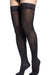 Lady wearing Sigvaris 842N Soft Opaque Thigh High Closed Toe Compression Stockings in the color Black