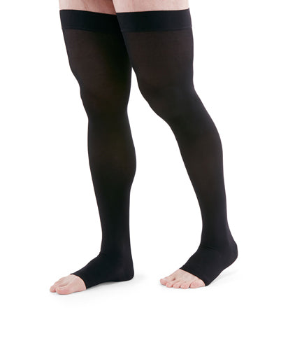 Black Duomed Advantage, 20-30 mmHg, Thigh High, Open Toe | Compression Care Center
