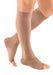 Male wearing his Mediven Plus Open Toe Knee High 20-30 mmHg Compression Stockings in the color Beige