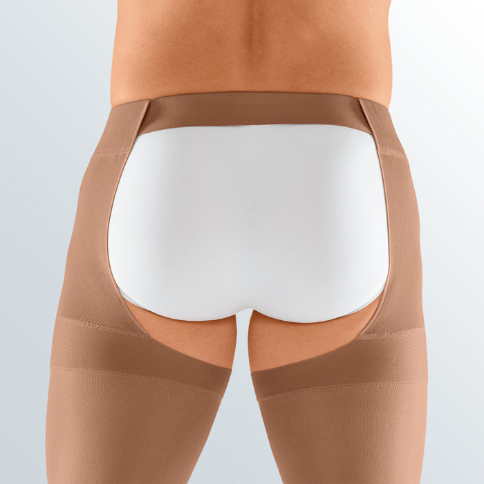 Thigh high compression stocking + waist attachment CCL3 mediven plus