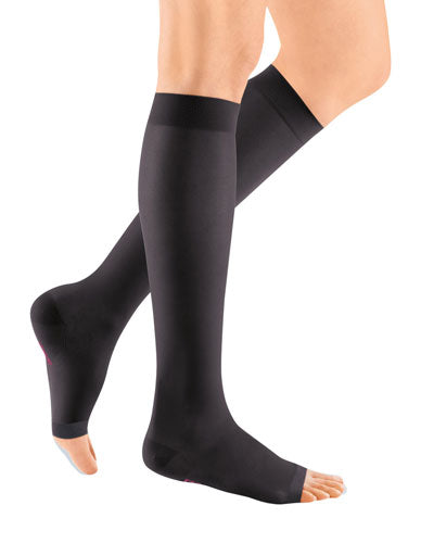 Mediven Sheer & Soft, 20-30 mmHg, Knee High, Open Toe | Black Stocking | Compression Care Center 