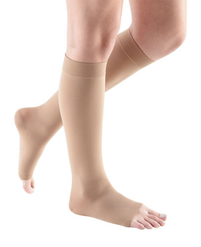 Beige Mediven Comfort, 30-40 mmHg, Extra-wide Calf Knee High | Open Toe Stocking | Compression Care Center