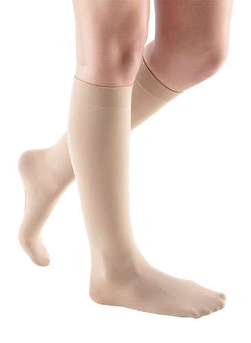 Mediven Comfort Closed-toe Knee-High Compression Stockings shown in the color Sandstone