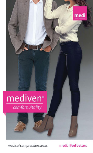 Product packaging for the Mediven Comfort Vitality Dress Sock 30-40 mmHg