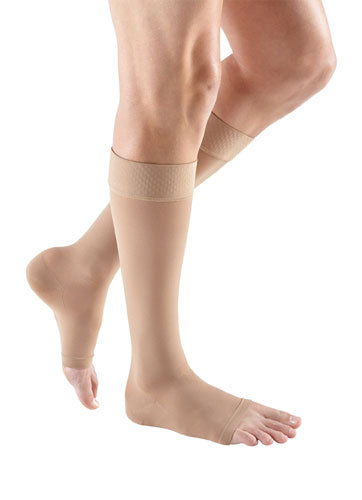 Beige Mediven Plus, 30-40 mmHg, Knee High w/Extra Wide Calf, Silicone, Open Toe | Compression Stocking | Compression Care Center