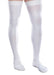 Guy wearing his thigh high Core-Spun 30-40 mmHg Compression Socks in the color White